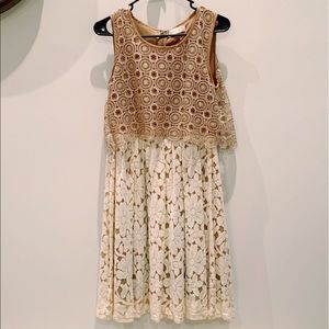 Altar’d State Gold and Cream Floral Dress